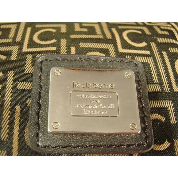 Liz Claiborne Monogram Crossbody Shoulder Bag Dark Brown Gold Adjustable Straps - Picture 5 of 12